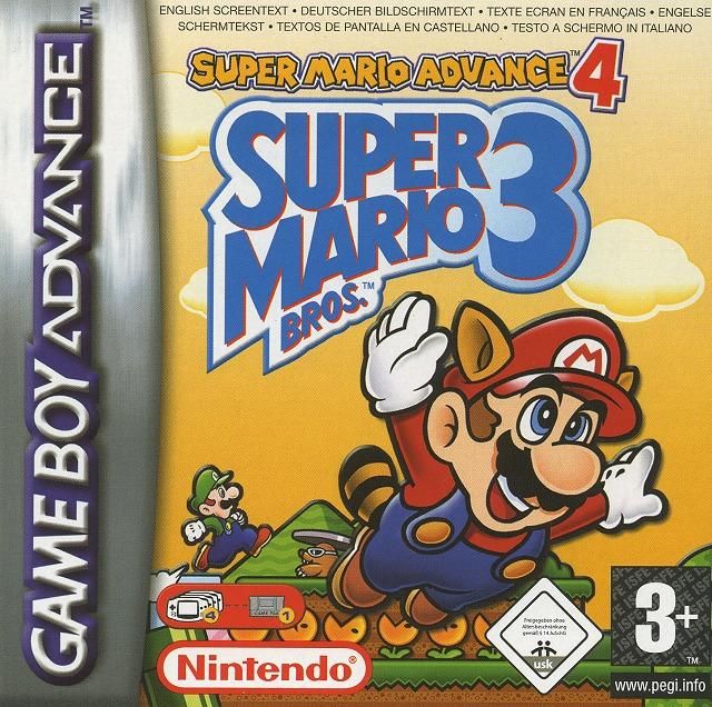 Super Mario Advance 4: Super Mario Bros. 3 box art for GameBoy Advance